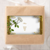 Étiquette Anniversaire du Fiançailles d'or Elite White Rose (En situation)