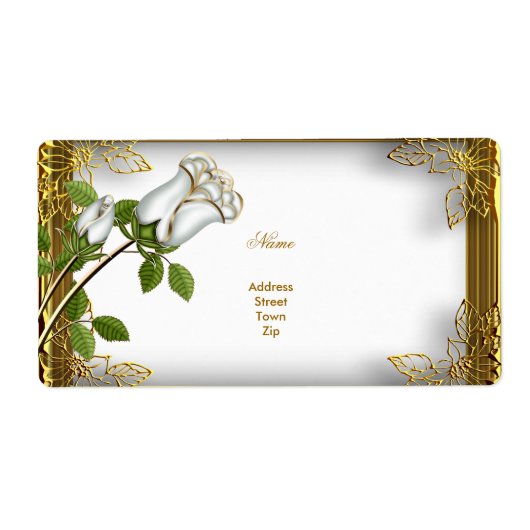 Étiquette Anniversaire du Fiançailles d'or Elite White Rose (Devant)