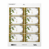 Étiquette Anniversaire du Fiançailles d'or Elite White Rose (Feuille entière)
