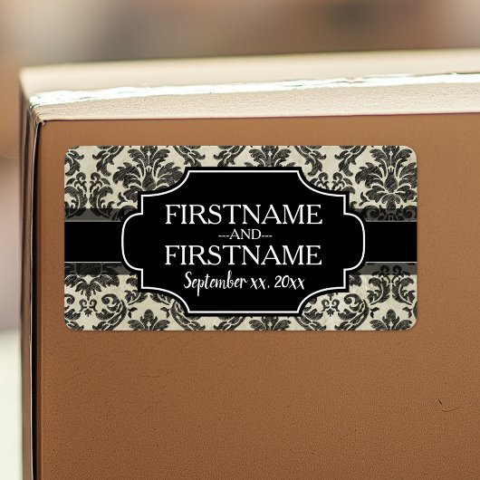 Étiquette Anniversaire du Mariage Goth Black Lace et Parchem