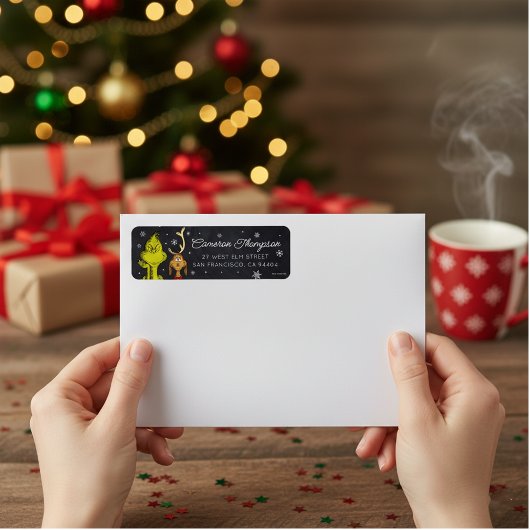 Étiquette Anniversaire Grinch Tableau Noir