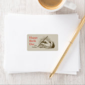 Étiquette Anniversaire Homme main tenant une plume plume Ret (En situation)