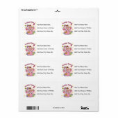 Étiquette Anniversaire Princesse Je suis quatre t-shirts et (Feuille entière)