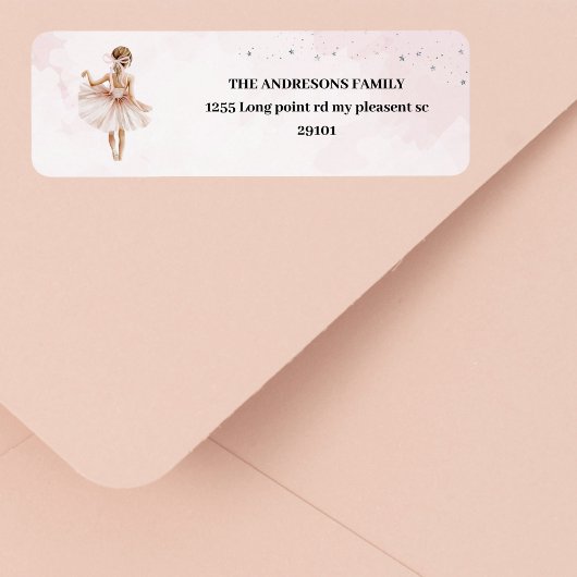 Étiquette Anniversaire rose Ballerina élégant