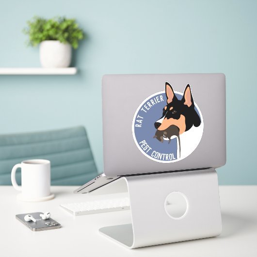 Étiquette anti-ravageur de Rat terrier (Ordinateur portable sur le bureau)