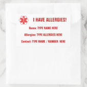 Étiquette antiallergique rouge Sticker (Sac)