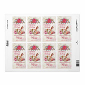 Étiquette Antique Cheval de Jouet & Poinsettia cuisine de No (Feuille entière)