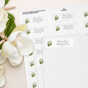 Étiquette Antique Crème Hydrangea Adresse de retour Label