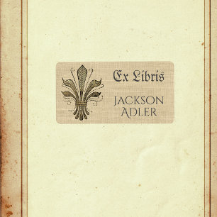 Étiquette Antique Fleur de Lis Ex Libris Plaque d'accueil
