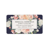 Étiquette Antique Floral Blush & Navy Adresse de retour (Devant)