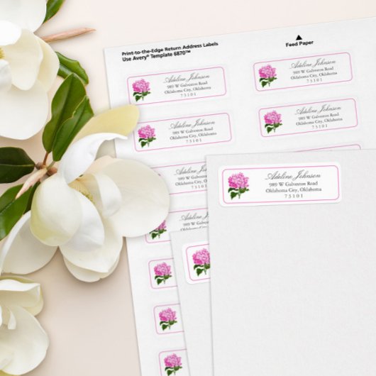 Étiquette Antique Pink Hydrangea Return Address Label
