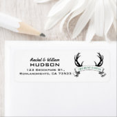 Étiquette Antler "La chasse est terminée" Mariage rustique (En situation)