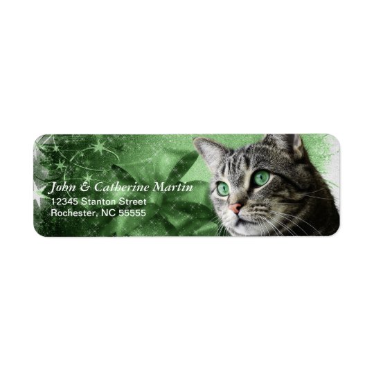 Étiquette APAL - Chat tigré argenté de Noël