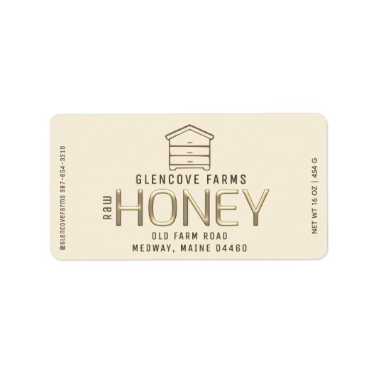 Étiquette Apiary Apiary Apiary Embossé Miel cru (Devant)