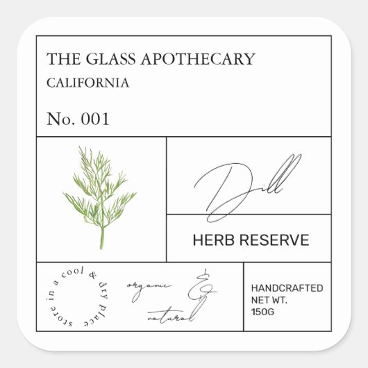 Étiquette Apothecary Dill (Devant)