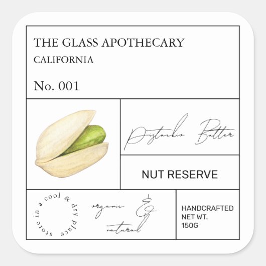 Étiquette Apothecary Pistachio (Devant)
