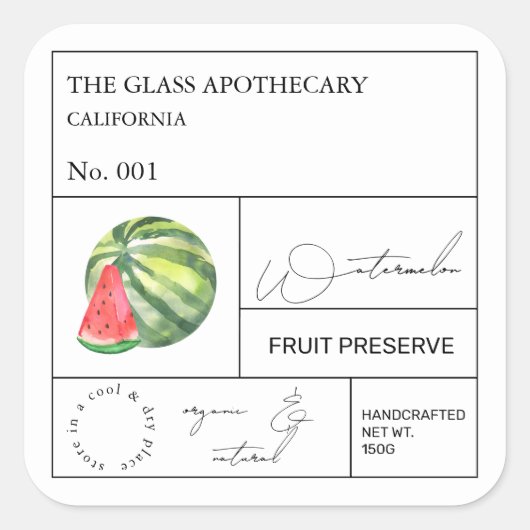 Étiquette Apothecary Watermelon (Devant)