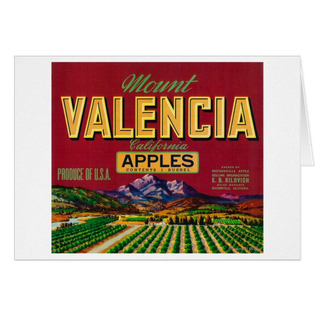 Étiquette Apple Mount Valencia - Watsonville, CA (Devant horizontal)