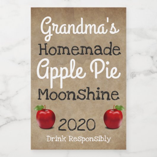Étiquette Apple Pie Moonshine personnalisé fait ma (Étiquettes simples)