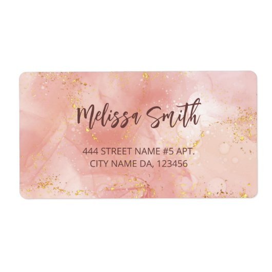 Étiquette Apricot Encre Aquarelle Or Agate Scan QR Code (Devant)