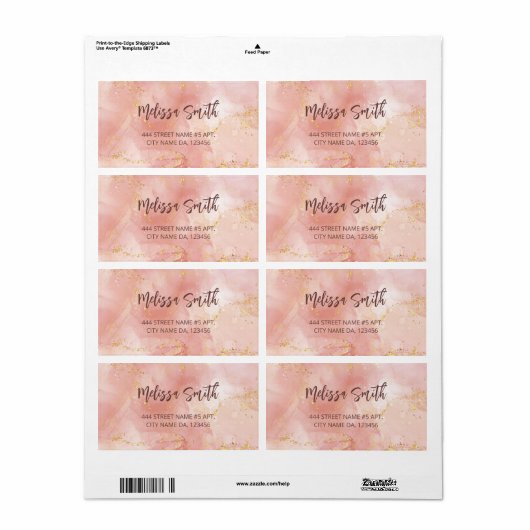 Étiquette Apricot Encre Aquarelle Or Agate Scan QR Code (Feuille entière)