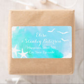 Étiquette Aqua aquarelle et mariage d'étoiles de mer (En situation)