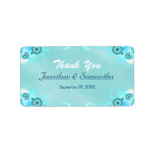 Étiquette Aqua Bleu Turquoise Floral Moyen Mariage Favoriser (Devant)