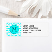 Étiquette Aqua Blue Mustache Motif, Aqua Black Monogram (En situation)