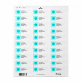 Étiquette Aqua Blue Mustache Motif, Aqua Black Monogram (Feuille entière)