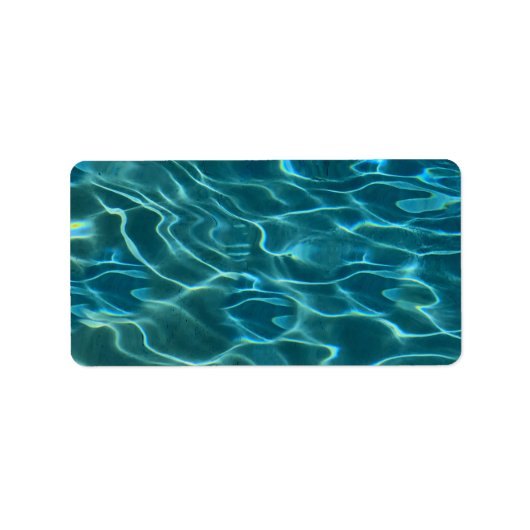 Étiquette Aqua Blue Water Motif, ondulations océaniques (Devant)