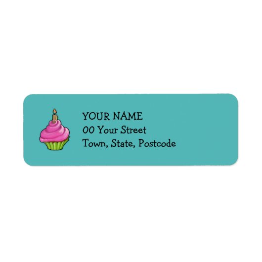 Étiquette Aqua cupcake rose et vert (Devant)