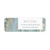 ÉTIQUETTE AQUA DUSKY BLUE GOLD AGATE MONOGRAM ADRESSE (Devant)