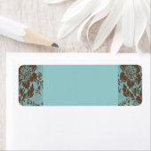 Étiquette Aqua et chocolat damas à fleurs (En situation)