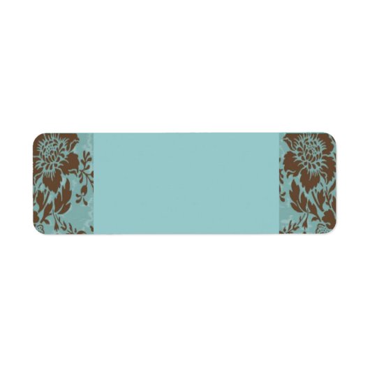 Étiquette Aqua et chocolat damas à fleurs (Devant)
