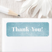 Étiquette Aqua et Fleurs Blanches Merci ! Autocollant (En situation)