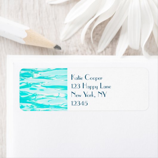 Étiquette Aqua Green Pool Water Abstract (En situation)