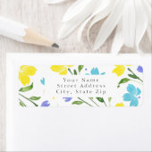 Étiquette Aqua Periwinkle Yellow Aquarelle tiges (En situation)