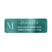 Étiquette Aqua sarcelle signature monogramme moderne (Devant)