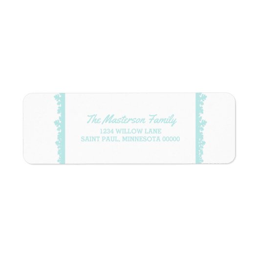 Étiquette Aqua Snowflake Cadre vacances (Devant)