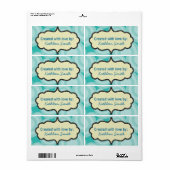 Étiquette Aqua Swirlies Recette/Goodies (Feuille entière)