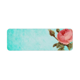 Étiquette Aqua vintage avec Rose RSVP