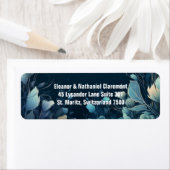 Étiquette Aquamarine foncée et Mariage Floral bleu Turquoise (En situation)