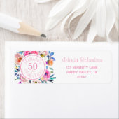 Étiquette Aquarelle 50 et Fabulous rose Roses Floral (En situation)