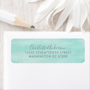 Étiquette Aquarelle Abstraite dans Mint Seafoam Adresse de r