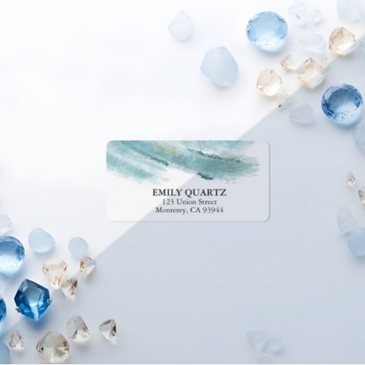 Étiquette Aquarelle Abstraite moderne bleu & or retour