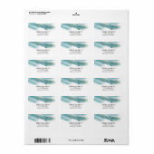 Étiquette Aquarelle Abstraite moderne bleu & or retour (Feuille entière)