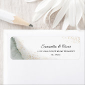 Étiquette Aquarelle Abstraite Pinceau vert et or (En situation)