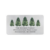 Étiquette Aquarelle Arbre de Noël Ferme Grey Adresse de reto (Devant)