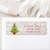 Étiquette Aquarelle Arbre de Noël, Glitterature Bokeh (En situation)