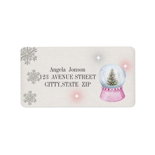 Étiquette Aquarelle Arbre de Noël, Globe (Devant)